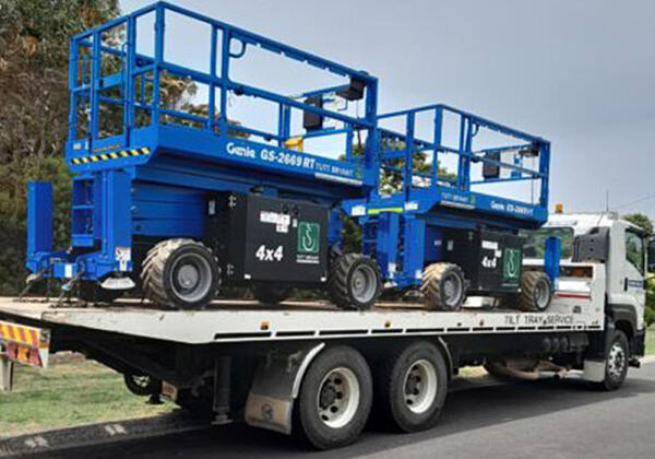 Truck transporting heavy machinery, Geelong